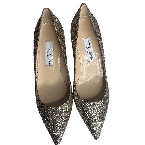 Jimmy Choo Aza Gold Glitter Kitten Heels size 40.5 - Picture 8 of 8